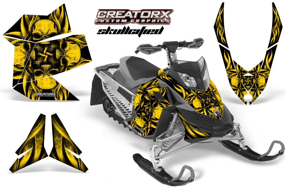 Skidoo REV XP Graphics Kit Skullcified Yellow